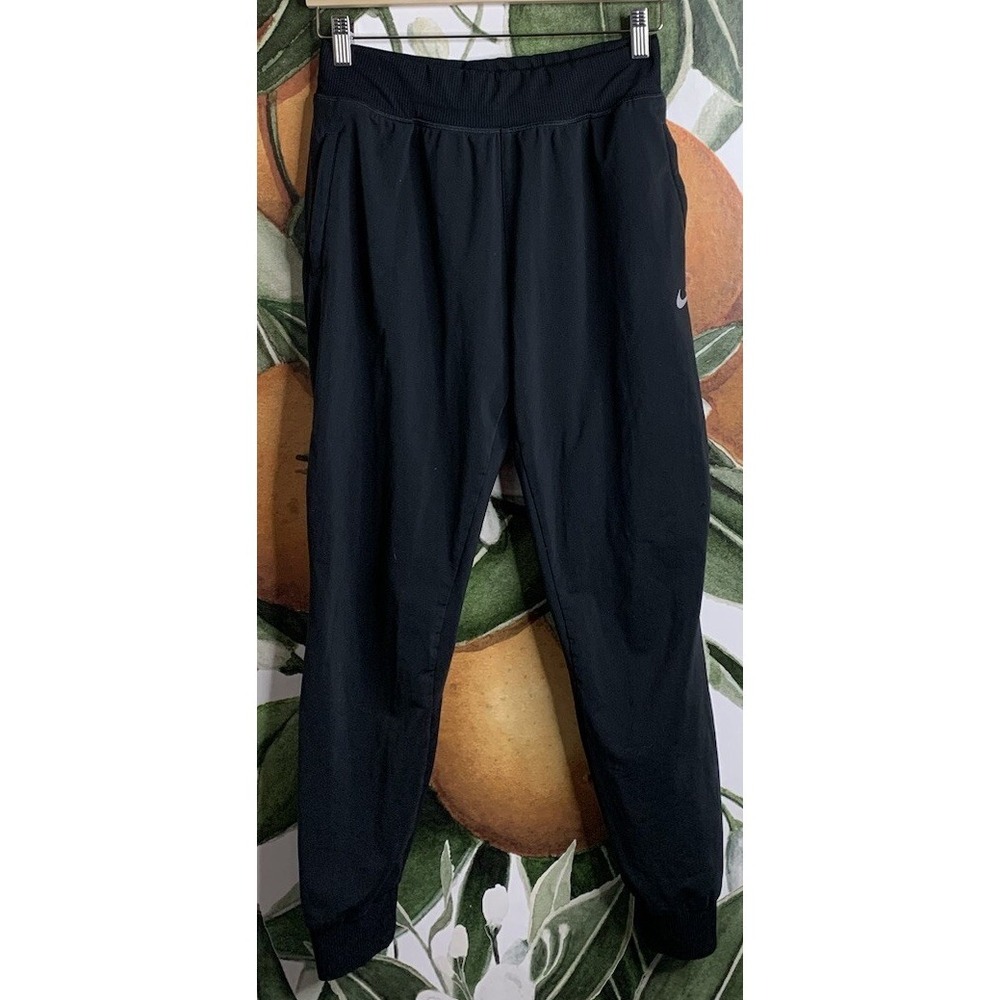 Nike Womens Small Dri-Fit Black Cropped Drawstring Work Out Cuffed Sweat Pants